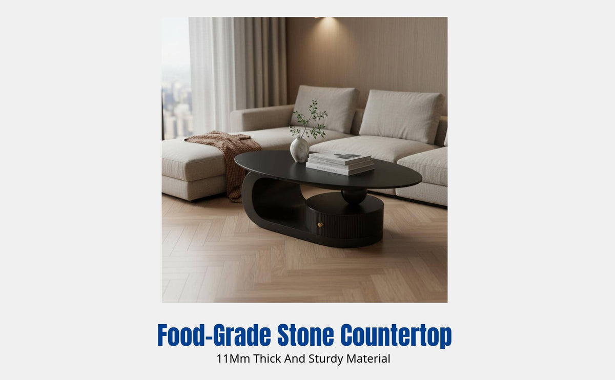 Modern Art Oval Coffee Table, Minimalist Luxury Design, Living Room Side Table, Designer Creative Set