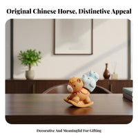 Resin Horse Figurine, Chinese Style Decor Pony, Zodiac Gift Ornament