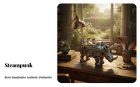 Steampunk Resin Dog Figurine, Desktop Decor, Modern Creature Sculpture, PVC, Display Case, Random Design