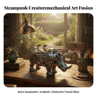 Steampunk Resin Dog Figurine, Desktop Decor, Modern Creature Sculpture, PVC, Display Case, Random Design