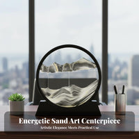 Moving Sand Art Decor, Flowing Sand Painting, Minimalist Glass Decor for Living Room, Office, Gift