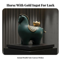 Money Horse Decor, Resin Wealth Figurine, Entryway, Living Room, Modern Chinese Design, Housewarming Gift