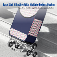 Shopping Cart, Foldable Stair Climbing Trolley, Lightweight Handcart, Portable Grocery Cart for Home, Supermarket, Elderly