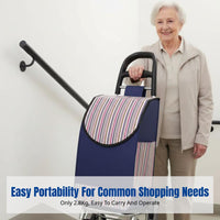 Shopping Cart, Foldable Stair Climbing Trolley, Lightweight Handcart, Portable Grocery Cart for Home, Supermarket, Elderly