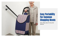 Shopping Cart, Foldable Stair Climbing Trolley, Lightweight Handcart, Portable Grocery Cart for Home, Supermarket, Elderly