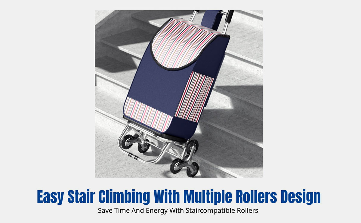 Shopping Cart, Foldable Stair Climbing Trolley, Lightweight Handcart, Portable Grocery Cart for Home, Supermarket, Elderly