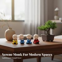 Creative Resin Monk Figurine, Tree Log Sitting, Serene Home Decor, Car Decoration