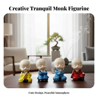 Creative Resin Monk Figurine, Tree Log Sitting, Serene Home Decor, Car Decoration