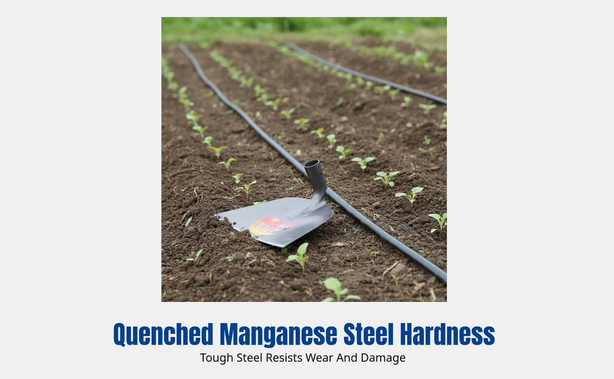Hoe, Agricultural Tool, Tempered Manganese Steel, Durable, Weeding, Digging, Classic Design, Wide Head, Multipurpose