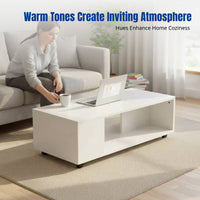Simple Coffee Table, Cream Side Table, Modern, Space-Saving, Living Room