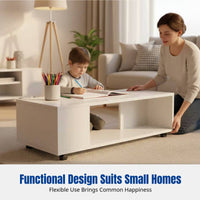 Simple Coffee Table, Cream Side Table, Modern, Space-Saving, Living Room