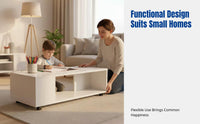 Simple Coffee Table, Cream Side Table, Modern, Space-Saving, Living Room