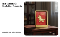 999 Pure Gold Horse Decor, Fortune Blessing Figurine, Chinese Gift Box, Wealth Decor, Prosperity Symbol