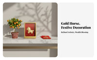 999 Pure Gold Horse Decor, Fortune Blessing Figurine, Chinese Gift Box, Wealth Decor, Prosperity Symbol