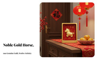 999 Pure Gold Horse Decor, Fortune Blessing Figurine, Chinese Gift Box, Wealth Decor, Prosperity Symbol
