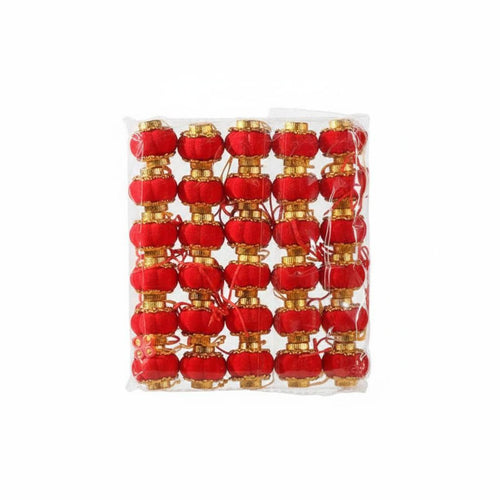 Small Chinese New Year Lantern Festive Atmosphere Flocked Lantern Ornament Auspicious Symbol Fortunate Hanging Ornament for Outdoor