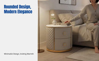 Round Bedside Table, Marble Top, Solid Wood, Nordic Luxury Storage