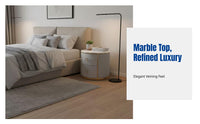 Round Bedside Table, Marble Top, Solid Wood, Nordic Luxury Storage