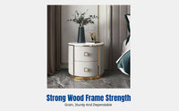 Round Bedside Table, Marble Top, Solid Wood, Nordic Luxury Storage