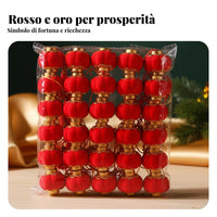 Red Flocked Lantern, Chinese New Year Hanging Decor, Mini Festive