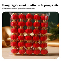 Red Flocked Lantern, Chinese New Year Hanging Decor, Mini Festive