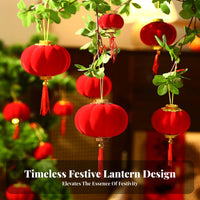 Red Flocked Lantern, Chinese New Year Hanging Decor, Mini Festive