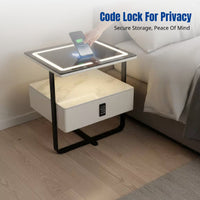 Modern Smart Bedside Table, Nordic Nightstand, Iron Charging, Code Lock, Luxury Minimalist Bedroom Cabinet