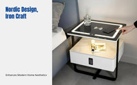 Modern Smart Bedside Table, Nordic Nightstand, Iron Charging, Code Lock, Luxury Minimalist Bedroom Cabinet