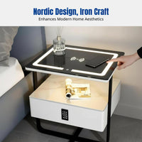 Modern Smart Bedside Table, Nordic Nightstand, Iron Charging, Code Lock, Luxury Minimalist Bedroom Cabinet