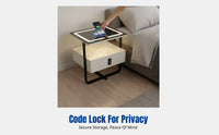 Modern Smart Bedside Table, Nordic Nightstand, Iron Charging, Code Lock, Luxury Minimalist Bedroom Cabinet