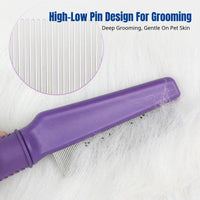 Stainless Steel Pet Needle Comb, Cat Dog Grooming, Removes Shedding and Mats, Self-Cleaning