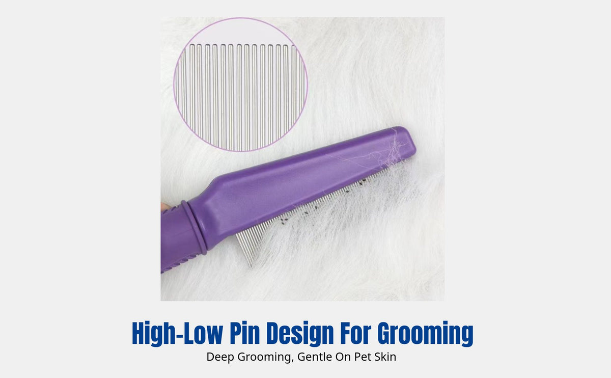 Stainless Steel Pet Needle Comb, Cat Dog Grooming, Removes Shedding and Mats, Self-Cleaning