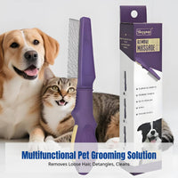 Stainless Steel Pet Needle Comb, Cat Dog Grooming, Removes Shedding and Mats, Self-Cleaning