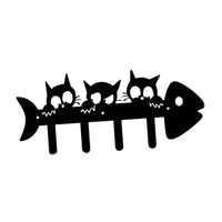 Cat Wall Mount Key Hook Fishbone Shape Design Home Decoration Rustproof Sturdy Construction for Adults, Hallway, Office, Balcony